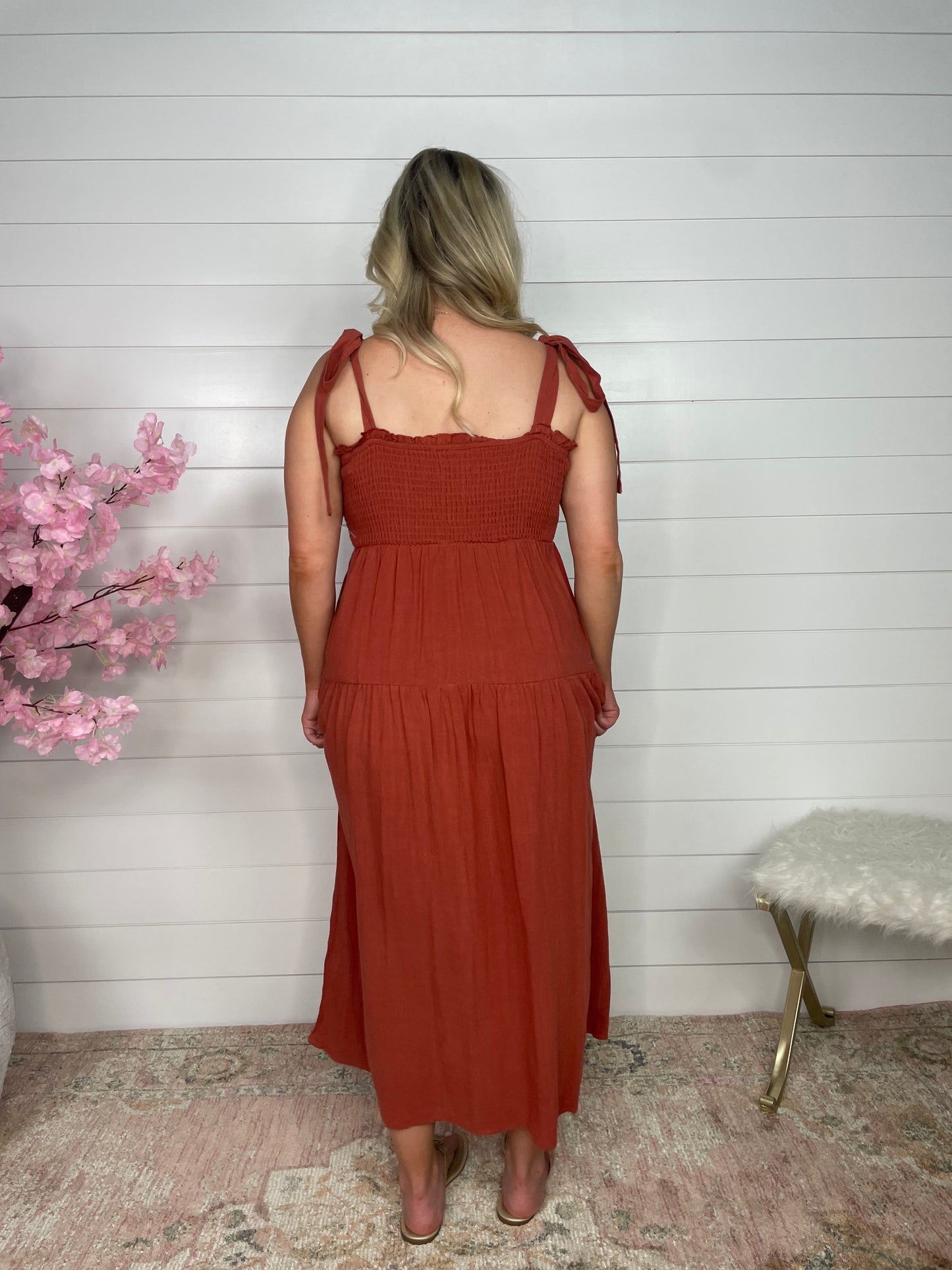 Cori Midi Dress | Brick
